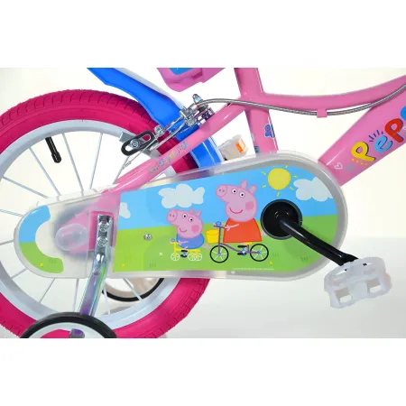 Bicicletta Rotelle 16" per Bambine Peppa Pig Rosa Cestino Seggiolino