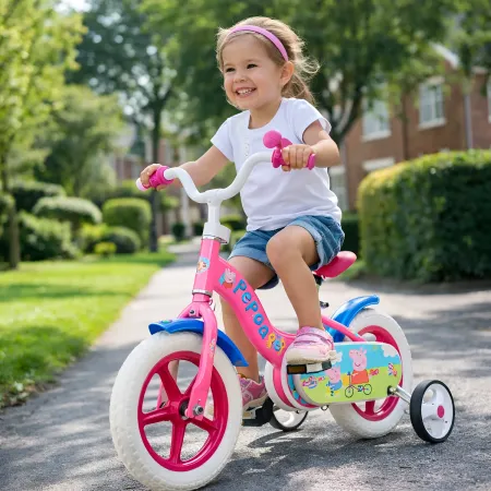 Bicicletta Rotelle 10" per Bambine Peppa Pig Rosa con Clacson Gomme EVA