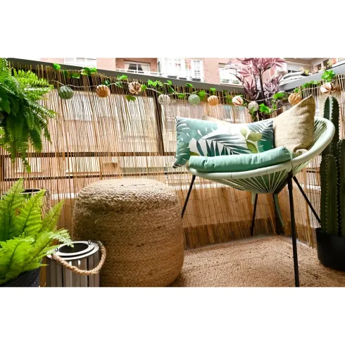 Poltrona da Esterno Intrecciata Struttura Acciaio Verde Effetto Rattan