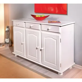 Mobile Credenza Bianco 3 Ante Cassetti Shabby Buffet Dispensa Soggiorno Cucina 2