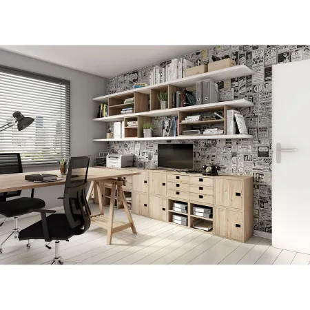 Scaffale Libreria Cubo 2 Piani Componibile in Legno Pino 36x33x71 cm