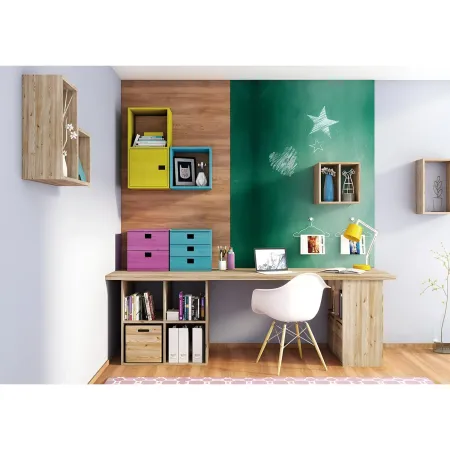 Scaffale Libreria Cubo 3 Piani Componibile in Legno Pino 36x33x107 cm