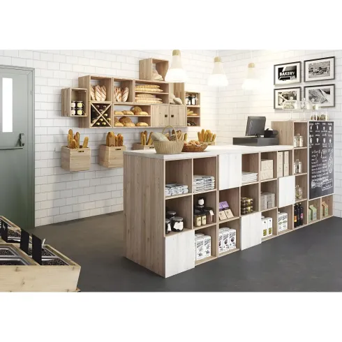 Scaffale Libreria Cubo 36x33x36 cm Componibile Legno Pino Portaoggetti