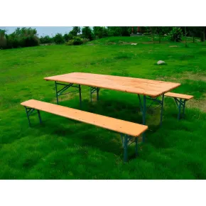 Set Birreria Tavolo 70x220 da Esterno in Legno con 2 Panche Pieghevole 2