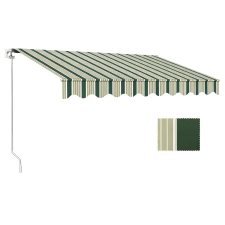 Tenda da Sole per Esterno 300x200 a Barra Quadra Righe Verde Bracci