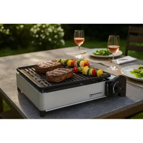 Barbecue a Gas Portatile Kemper Piastra con Griglia in Alluminio 27x34 2
