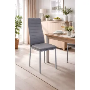 Sedia Cucina Moderna Metallo Grigio Seduta Imbottita Schienale Alto 2