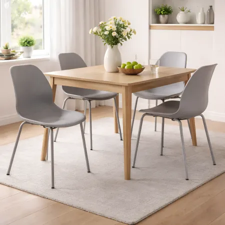 Sedia Cucina Moderna in Plastica Grigio con Gambe in Metallo Grigio