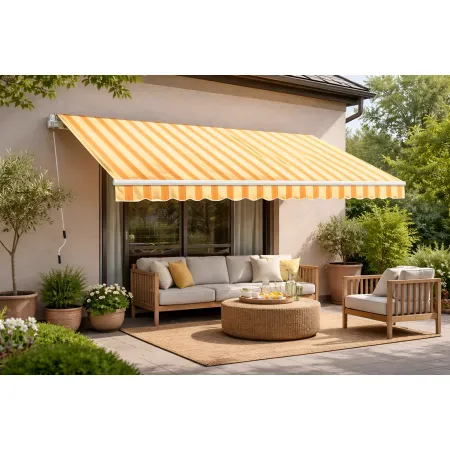Tenda da Sole Riga Gialla 400x250 Bracci Retrattili a Barra Quadra