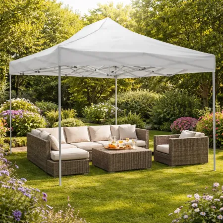 Gazebo da Giardino 3x4,5 a Fisarmonica Impermeabile Bianco con Sacca