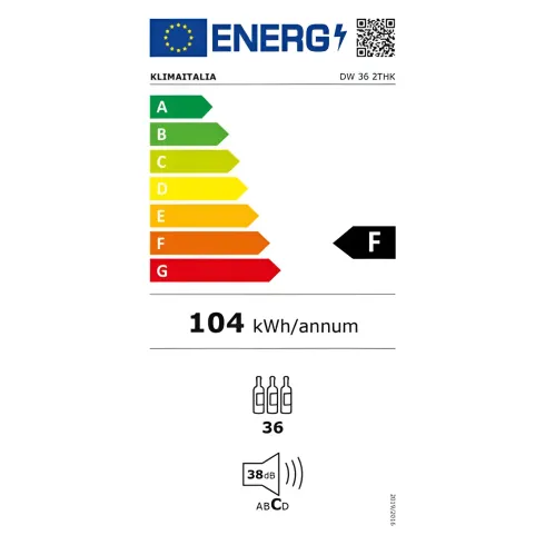Cantinetta Vino a Incasso 36 Bottiglie Ventilata Classe F Nero LED