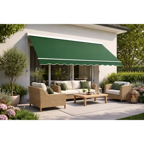 Tenda da Sole a Caduta 250x250 Verde con Bracci Cassonata da Esterno