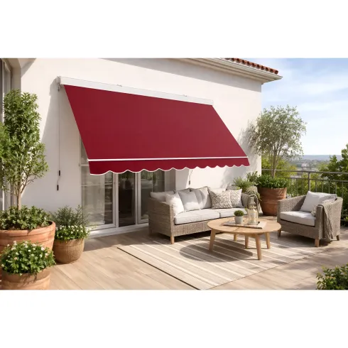 Tenda da Sole a Caduta 80x250 Rosso Ferrara Cassonata Bracci da Esterno