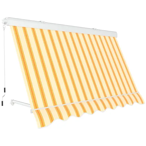 Tenda da Sole a Caduta 80x250 Rigato Giallo Bianco Cassonata da Esterno