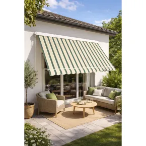 Tenda da Sole 400x300 Riga Verde a Caduta Cassonata con Bracci 2
