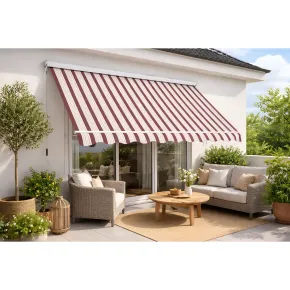 Tenda da Sole 400x300 Riga Rossa a Caduta Cassonata con Bracci 2