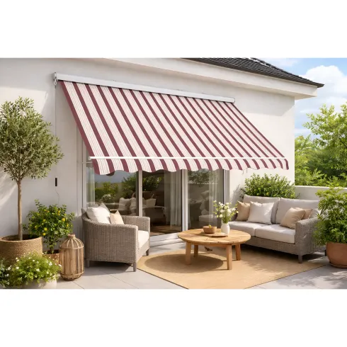 Tenda da Sole 300x300 Riga Rossa Cassonata a Caduta Bracci Balcone