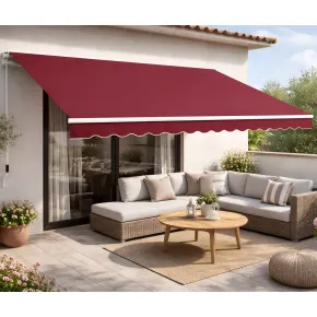 Tenda da Sole Rossa 200x150 Bracci Inclinazione Regolabile Barra Quadra 2