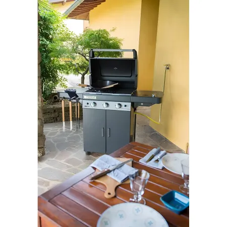 Barbecue Dual Gas Metano GPL 3 Bruciatori BBQ Fornello e Piastra Ghisa