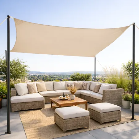 Vela Ombreggiante Idrorepellente 360x360 cm Beige Quadrato da Esterno
