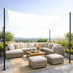Vela Ombreggiante Idrorepellente 360x360 cm Bianco Quadrato da Esterno 2