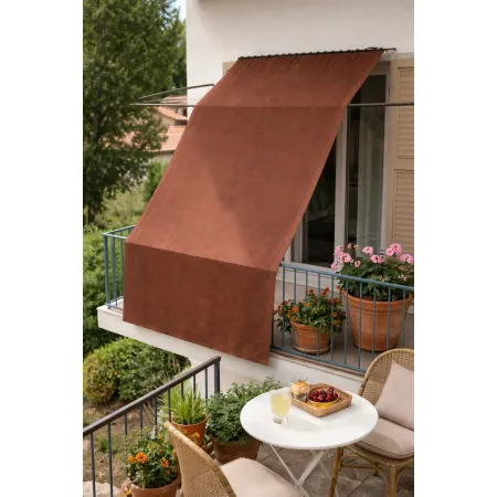 Tenda da Sole Cotone 140x250 Marrone Lavabile Anelli Ganci Sacchetto