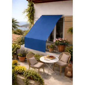 Tenda da Sole Cotone 140x350 Blu Lavabile Anelli Ganci Sacchetto 2