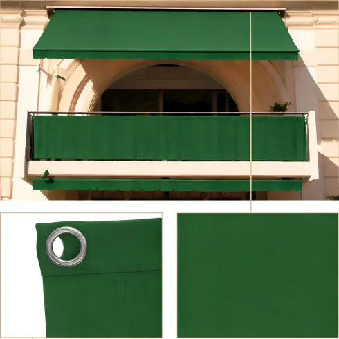 Telo Antisguardo Balcone 75x500 cm Verde PVC Occhielli Alluminio