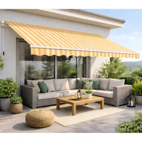 Tenda da Sole Riga Gialla 400x300 Bracci Retrattili a Barra Quadra 2