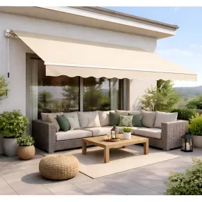 Tenda da Sole Beige 200x150 con Bracci Retrattili Inclinazione Regolabile 2