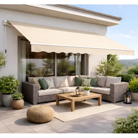 Tenda da Sole Beige 200x150 con Bracci Retrattili Inclinazione Regolabile