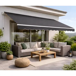 Tenda da Sole Antracite 300x200 a Barra Quadra con Bracci Retrattili 2
