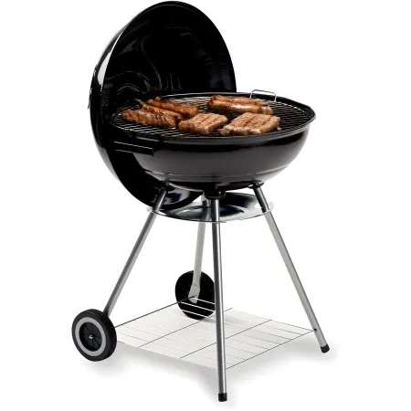 Giardino Barbecue Tondo 56cm Carbone Legna Carbonella Carrello Griglia Grigliata