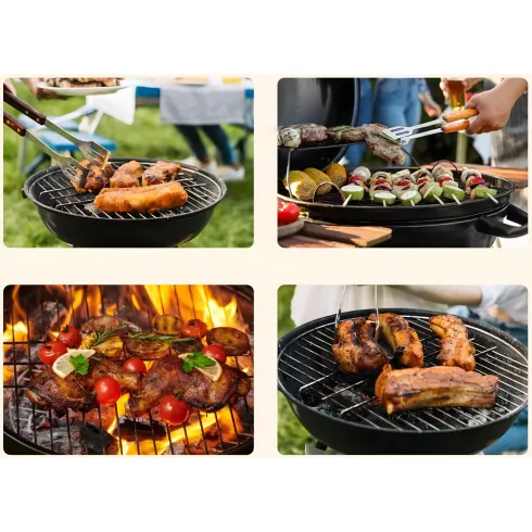Giardino Barbecue Tondo 56cm Carbone Legna Carbonella Carrello Griglia Grigliata