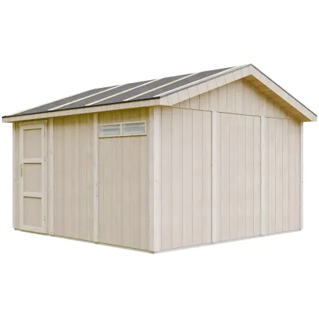Garage in Legno 368x354 cm Marrone a Pannelli Box con Porta Elettrica