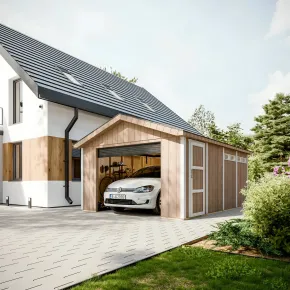 Garage in Legno 354x486 cm Box Auto Moto 17 m2 Marrone a Pannelli 2