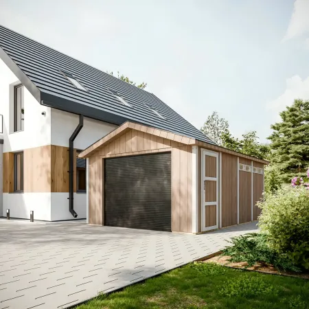Garage in Legno 354x486 cm Box Auto Moto 17 m2 Grigio a Pannelli