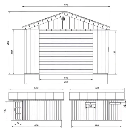Garage in Legno 354x486 cm Box Auto Moto 17 m2 Grigio a Pannelli