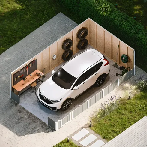 Garage in Legno 3x6 Miele Box Auto Attrezzi Esterno 21 m2 a Pannelli