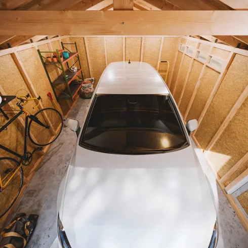 Garage in Legno 3x6 Grigio Scuro Box Auto da Esterno 21 m2 a Pannelli