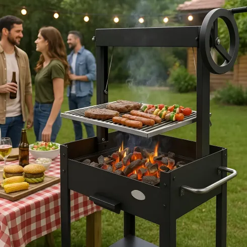 Barbecue Argentino Duramax Griglia per Legna e Carbone 55x46x121 cm
