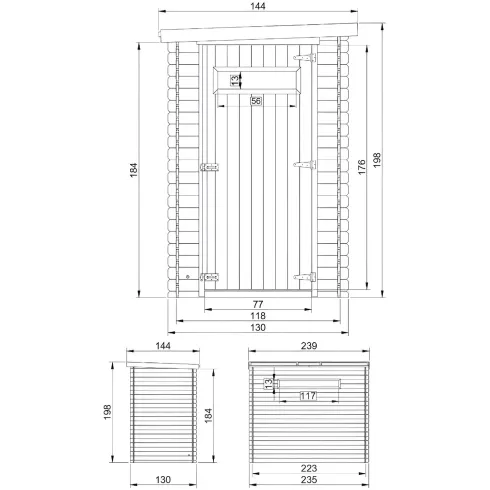 Casetta in Legno da Giardino 144x239x198 cm 19 mm per Attrezzi