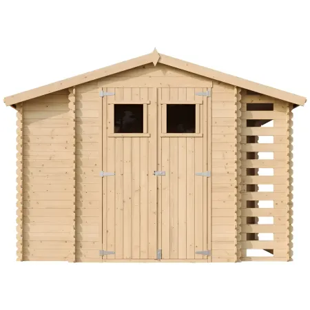 Casetta in Legno Timbela a Pannelli 19 mm Box con Legnaia Laterale