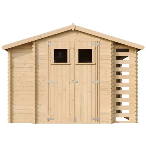 Casetta in Legno 328x206x218 cm Box Legnaia con Pavimento