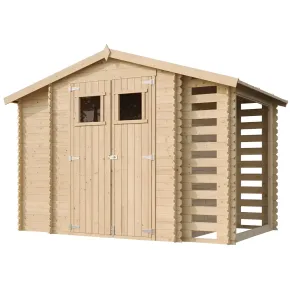 Casetta in Legno 328x206x218 cm Box Legnaia con Pavimento