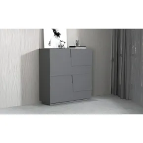 Madia Alta Antracite Opaco Credenza 4 Ante 3 Ripiani Legno Salvaspazio 2