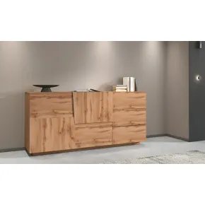 Credenza 2 Ante 3 Cassetti Madia in Legno Nobilitato Rovere Wotan 2