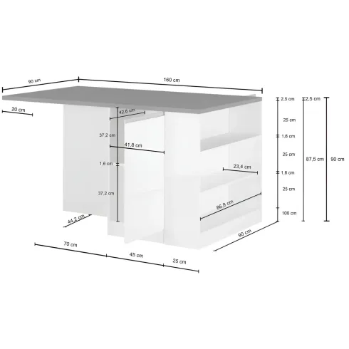 Isola Cucina 2 Ante Antracite Rovere 160x90x90 cm con Vani a Giorno