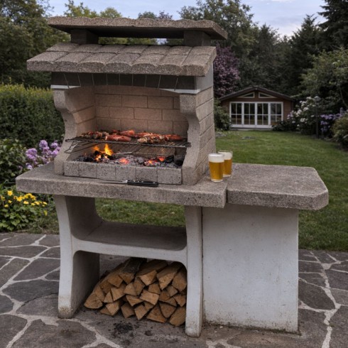 Barbecue in Muratura BBQ in Cemento a Carbonella Legna da Giardino