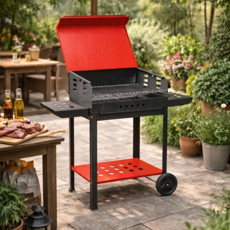 Barbecue a Carbonella con Coperchio Carbone Griglia BBQ da Balcone Giardino Casa